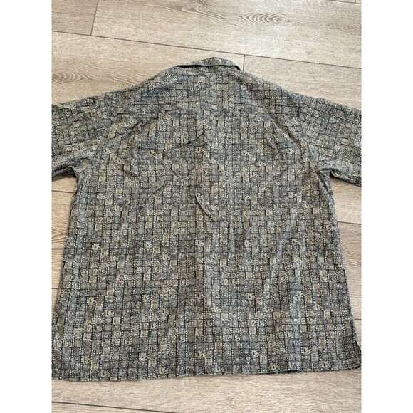 LL BEAN Shirt Mens Large Batik Mayan Aloha Print Aztec Button Up Camp Cotton - Picture 6 of 6